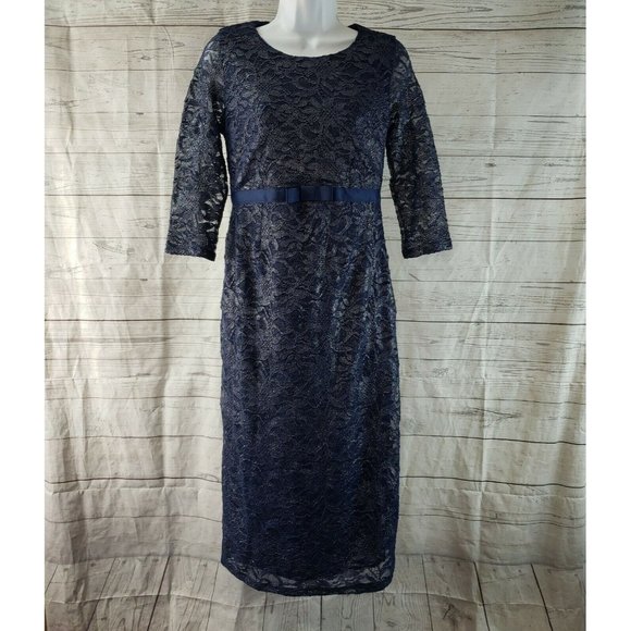 ASOS Maternity Womens Dress Sz Small Blue Lace 3/4 Sleeve - Picture 1 of 6